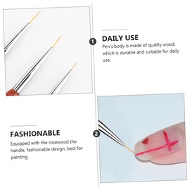 FRCOLOR 3 Pcs Nail Art Design Pen Lightweight Handle for Easy Painting for Manicure Art Fine Detail Work and Floral Patterns for Professionals and Home Use