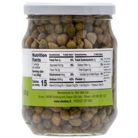 FRATELLI D'AMICO Capers, #9 Premium Quality Italian Capers in Brine, Non-GMO, Product of Italy, Net Wt. 19.5 oz, Drained Wt.12 oz