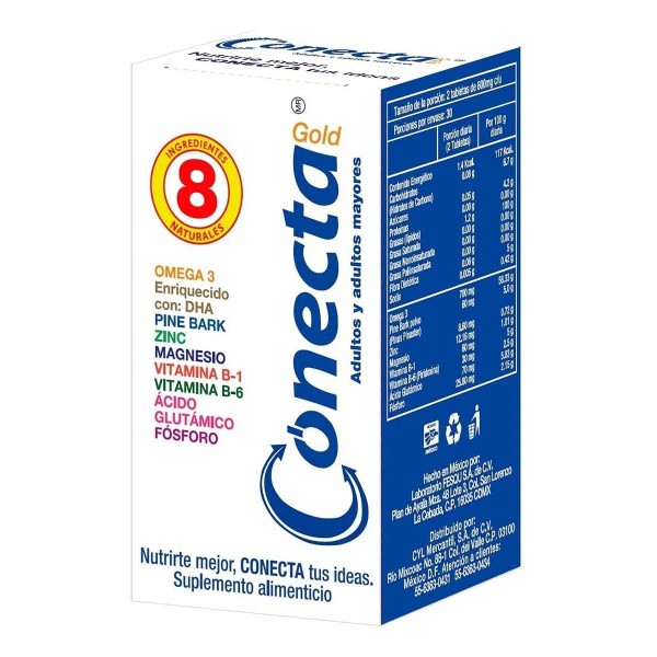 Vitaminas Conecta Gold Adultos 60 Tab, Mejora La Memoria Sabor
