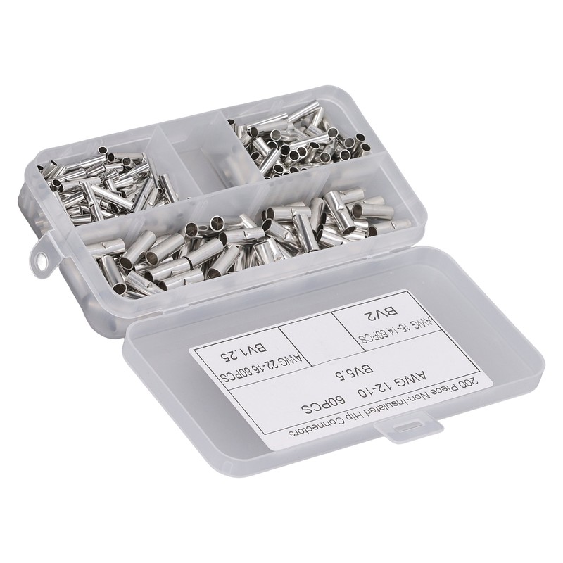 200Pcs Wire Ferrule Copper Male Female Crimp Terminal Connector for