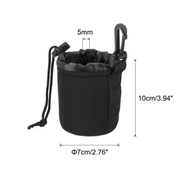 PATIKIL Camera Lens Bag 2.8 Inch IDx3.9 H Drawstring Lens Bag with Thick Protective Neoprene Lens Housing for DSLR Camera Lens Water Coffee Cups Black, black, Basic