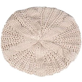 HugeStore Women Ladies Winter Warm Slouch Chunky Crochet Beanie Cap Hat Baggy Beret Hat Cap Beige