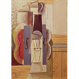Gifts Delight Laminated 24x34 Poster Pablo Picasso, 1913, Violin Hanging on The Wall, Oil, spackle with Sand, Enamel