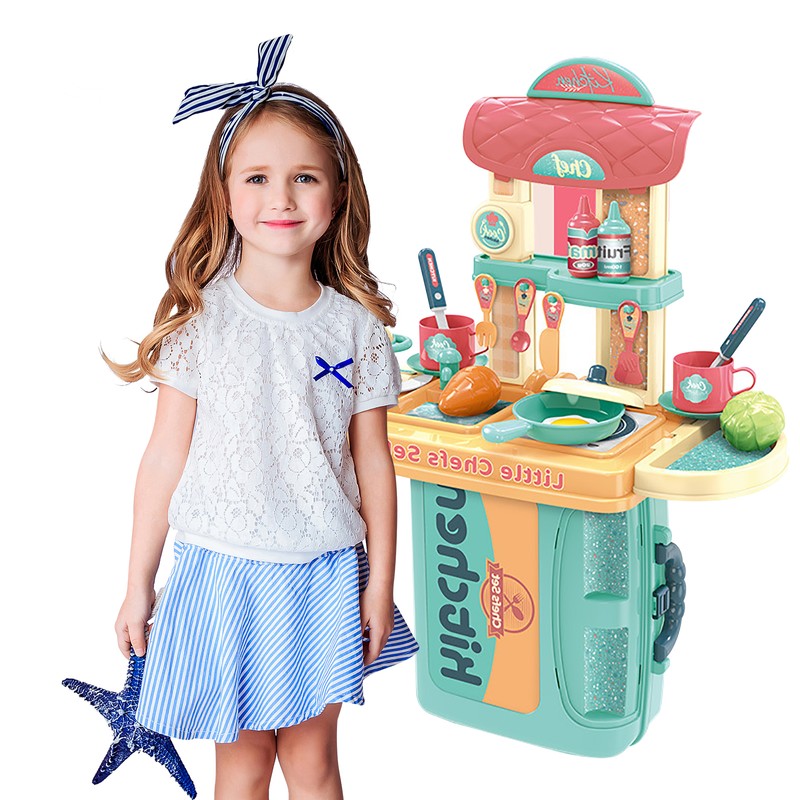 Plastic Dressing Playset 3 in 1 Red Makeup Suitcase Kids