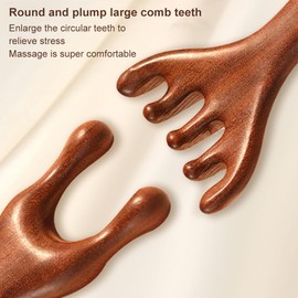 Massagekamm für Kopfleder aus Holz, Massagekamm aus Holz mit breiten Zähnen, Massagegerät aus Sandelholz, tragbarer Massagekamm für die Kopfpflege, lindert Müdigkeit