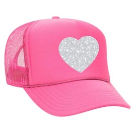 FitCrush Lifestyle Glitter Heart Trucker Hat (Pink)