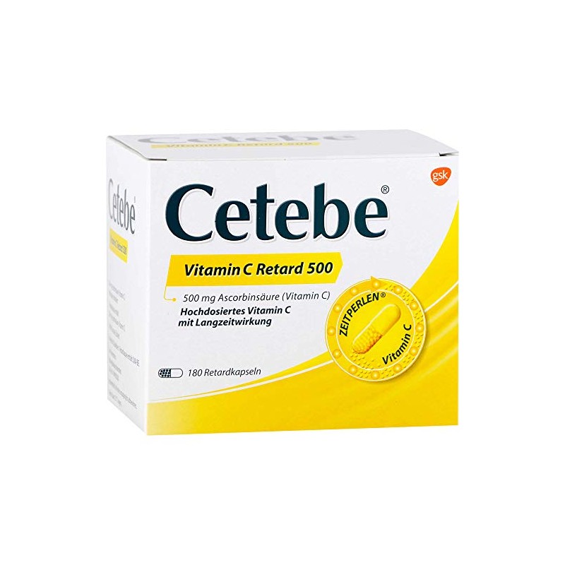 Cetebe Vitamin C Retard 500 Hartkapseln, 180 ct Capsules