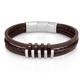 LUCKY2+7 Leather Bracelets for Men - Ideal Jewelry Gifts for Men - Mens Bracelet with Premium stainless steel-Brown