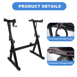dainslef Keyboard Stand Piano Stand, Z Style Adjustable Keyboard Stand Keyboard Holder 250 Pounds Load Capacity Piano Keyboard Stand for 54 61 88 Keys Keyboards Z-Shaped Black With Footrest