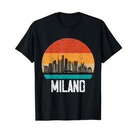Milan Italy Retro Vintage Sunset Skyline Milano T-Shirt