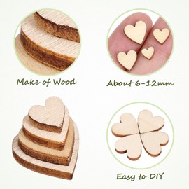250pcs Heart-Shaped Wooden Slices Craft Embellishments Wood Pieces Manual Accessories Wooden Hearts,Unfinished Wood Crafts,Wooden Hearts for Crafts,Heart Decor for DIY Art (6-12mm) (Mixed Size)