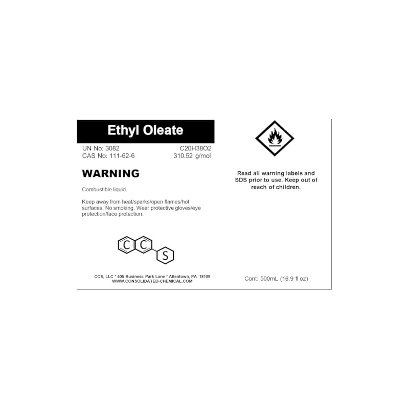 Ethyl Oleate (Fatty Acid Ester) - New Tamper-Evident Sealed Bottles