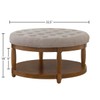24KF Upholstered Round Coffee Table with Wooden Shelf, Tufted Button