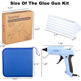 Svartur Full Size Hot Glue Gun with Case, 20 Hot Glue Sticks, 100W Large Glue Gun for Craft, High-temp Industrial Glue Gun Kit for Home, Hot Melt Heat Glue Gun DIY Projects, Blue