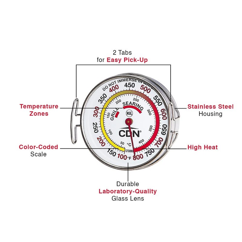 CDN Grill Surface Thermometer, Silver