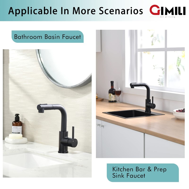 GIMILI Modern Bar Sink Faucet for Kitchen Sink Single Handle