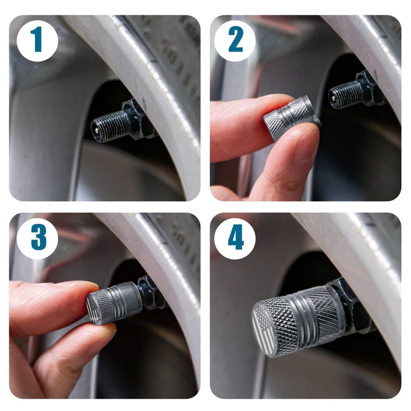Tire Valve Stem Caps - 4 Pack Anti-Corrosion Premium Anodized