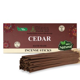 Bless-Cedar 100%-Natural-Handmade-Hand-Dipped-Incense-Sticks Organic-Chemicals-Charcoal-Free Purification-Relaxation-Positivity-Yoga-Meditation Best-Woods-Scent (500 Sticks(750GM))