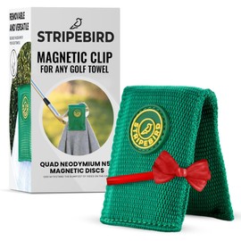 Stripebird Magnetic Clip for Any Towel - Fairway Green Golf Towel - Highest Strength Magnet - Removable