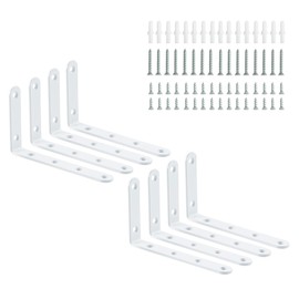 HOME MASTER HARDWARE Corner Brace Shelf Bracket 8 Pack L Shelf Bracket Heavy Duty White Steel L Corner Brace,5" x 3" Joint Angle Bracket for Shelves Wood Furniture Frame,Shelves Wall Hanging Bracket