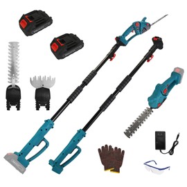 Pole Mini Hedge Trimmer & Grass Shear Electric Cordless with Rotatable Head & Extension Pole