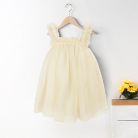 Toddler Girls Layered Tulle Tutu Dress Birthday Party, Baby Girl Tutu Princess Skirt,Babydoll Dresses Size 6M-4T Beige
