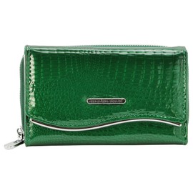Jennifer Jones Genuine Leather Women's Purse – Fashionable Croco Gloss Look – RFID, Green