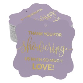 Inkdotpot Pack Of 50 Real Gold Foil Bracket Shape Paper Tags Thank You Baby/Bridal Shower Favor Hang Tags