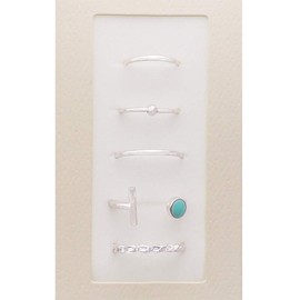 Rosemarie Collections Women's Silver Tone Metal Stacking Knuckle Ring Set