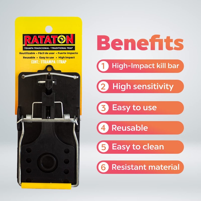 Rataton Traditional Mousetrap Indoor and Outdoor use Kills Immediately Without