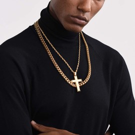 GOLDCHIC JEWELRY Gold Rope Chains Choker for Men, 18Inches Flat Rope Chain Necklace 46cm