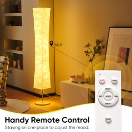 Soft Light Floor Lamp, 58 inch Simple Design Morden 3 Color Lighting Remote Control LED lamp with Tyvek Fabric Shade,Brightness Adjustable for Living Room Bedroom Game Room