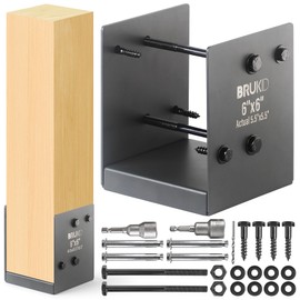 Brukid Stainless Steel 6 x 6 (Actual: 5.5" x 5.5") Deck Post Base, Post Anchor Bracket, Concrete Support Anchor Base for Deck Railing, Fences, Pavilions, Deck Porches (1pack-Dark Gray)