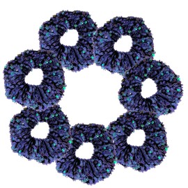 7 Pcs Sparkle Mermaid Sequins Dance Scrunchies Cheer Hair Scrunchies For Thick Hair School Performance Scrunchy Sports Ponytail Holder Wrist for Girls Cosplay Show (Purple)