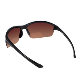 Mass Vision 2 Pair of Unisex Bifocal Reading Sunglasses - Sport Wrap Sun Readers, ANSI Z87.1 Certified (High Definition Amber, 2.5, x)