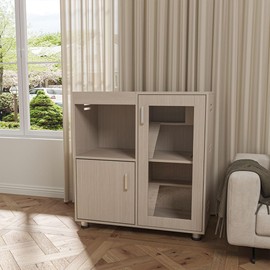 SEOCCTV 31" Hamster Cage Furniture, Solid Wood Small Animal Cage with Storage Cabinet and Openable Top Modern Pet Habitat with Ventilation Opening and Acrylic Windows for Hedgehog Gerbil and Rat,Wood