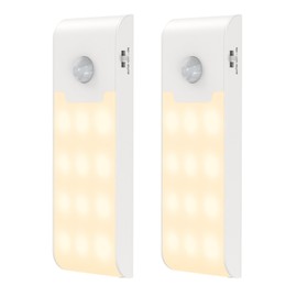 OQIMAX Nachtlicht mit Bewegungsmelder, 2 Stück Nachtlicht kinder Bewegungslicht, LED Nachtlampe mit 3 Mode, USB Aufladbar, Schrankbeleuchtung Warmweiß Schranklicht für Schlafzimmer, Badezimmer, Flur