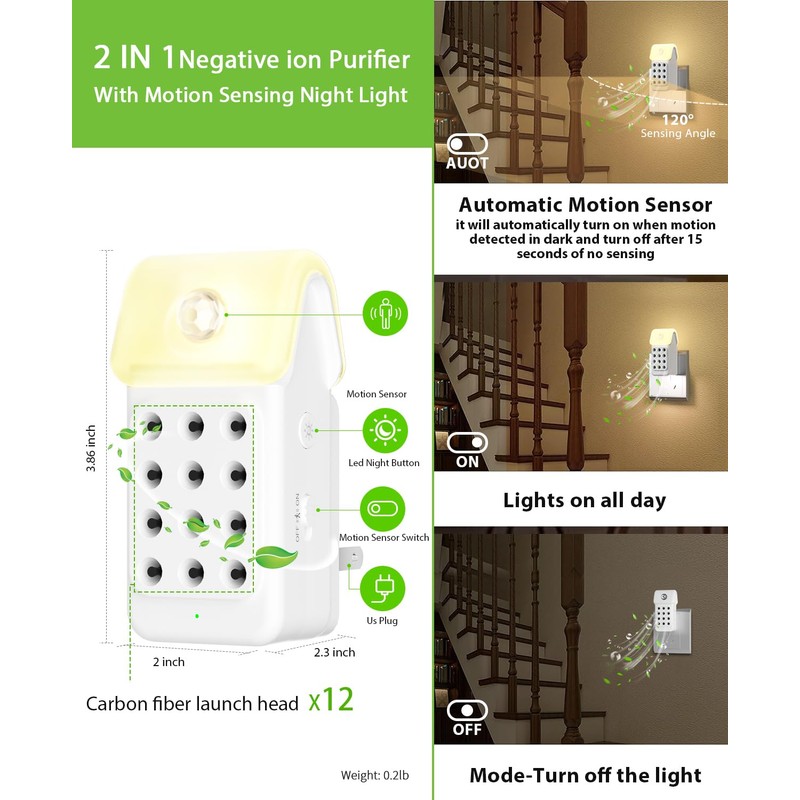 Sky Plug In Air Purifier for Home(3Packs), Negative Ion Air
