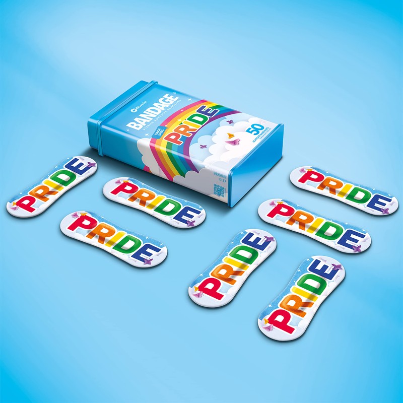 BioSwiss Bandages, Rainbow Pride Shaped Self Adhesive Bandage, Latex Free