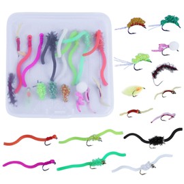 FREE FISHER 16Pcs Fly Fishing Wet Flies Nymphs, Squirmy Wormy, Streamers, Egg Fly Flies, Bunny Muddler Flies for Trout Salmon with Fly Box