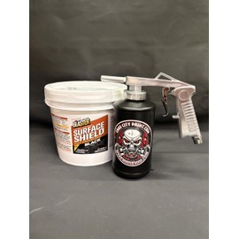Gallon Black PB Blaster Surface Shield, Standard Undercoating Spray Gun, and 1 Black Quart Bottle