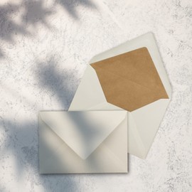 100x lined vintage envelopes DIN B6 125 x 176 mm natural white 90 g m² silk lining brown recycling wet glue pointed flap - UmWelt by GUSTAV NEUSER