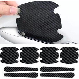 8 Pcs Black Car Door Handle Bowl Sticker, Carbon Fiber Anti-Scratches Protectors, Universal Car Door Handle Cup Paint Guard Protective Films, Self-Adhesive and Non-Marking, Car Accessories