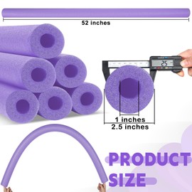 Hanaive 6 Pack Pool Noodles Swimming Floating Foam Tube 52 Inch Hollow Swim Noodles Bulk Floats Heavy Duty for Swimming Decoration Craft Projects Multi-Purpose(Purple)
