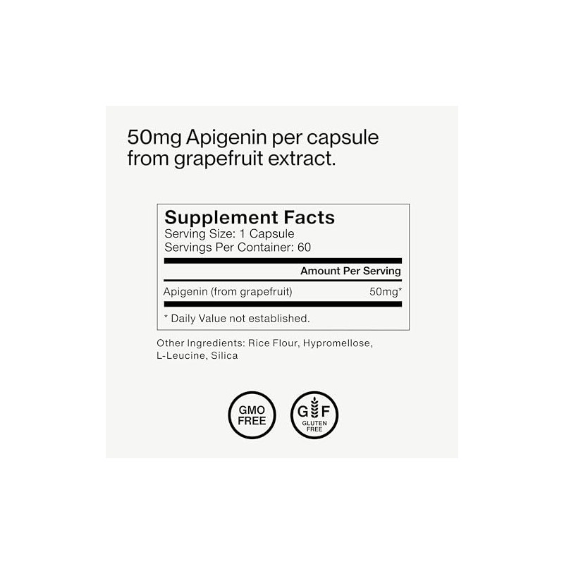 Momentous- Suplemento de Apigenina 50mg por Cápsula, 60 Recuento