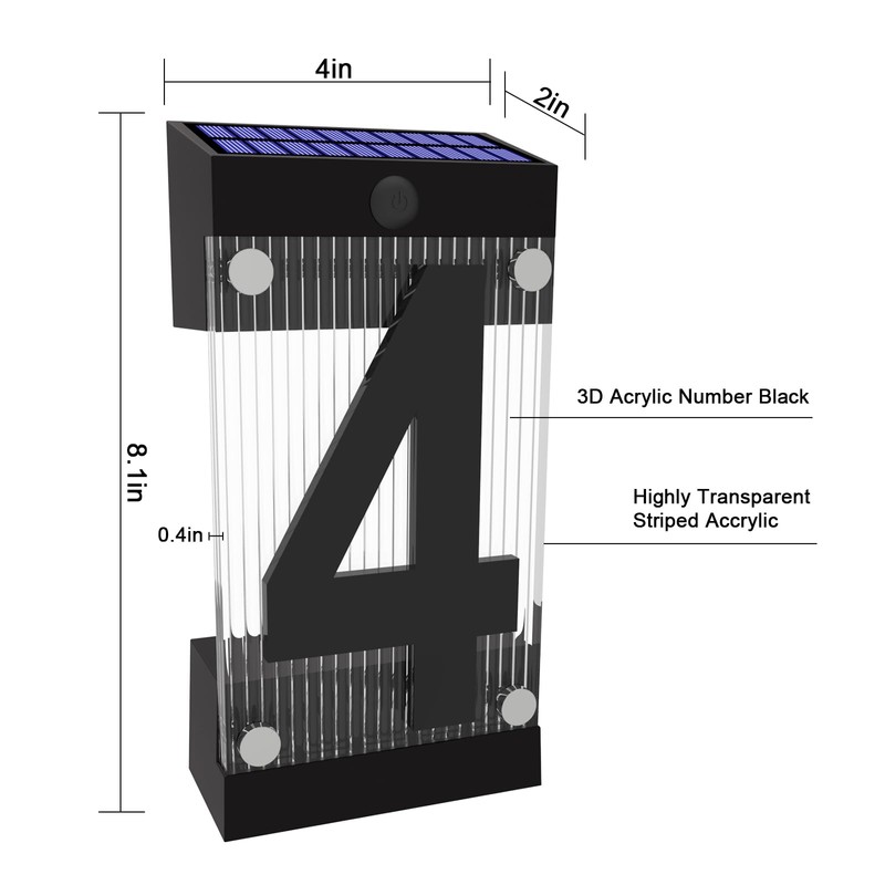 XINDEW Solar House Numbers for Outside, 3D Acrylic Number Colorful