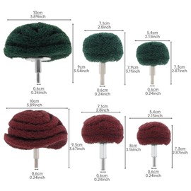 ChgImposs 6 Pcs Scouring Pads Non Woven Abrasive Drill Cleaning Sets, Sanding Mop Power Scrubber Cleaning Kits,Green and Red 1/4”Shank