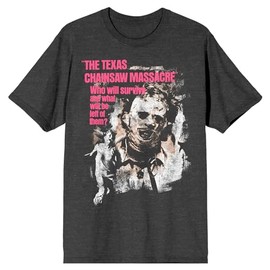 Bioworld Texas Chainsaw Massacre Who Will Survive... with Leatherface Men's Charcoal Heather Short Sleeve Tee-XL