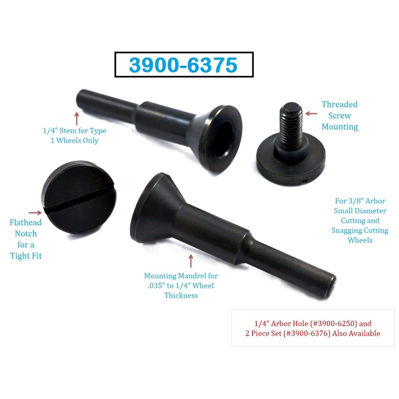 HHIP 3900-6375 Abrasive Cut-Off Wheel Mandrel, 3/8"
