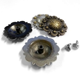 Leathercraft Saddle Conchos Bright Silver Engraved Berry Conchos Screwback Conchos- Pack of 10 PCS (BS9163-SP, 1")